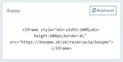 Iframe s rezervačných formulárom