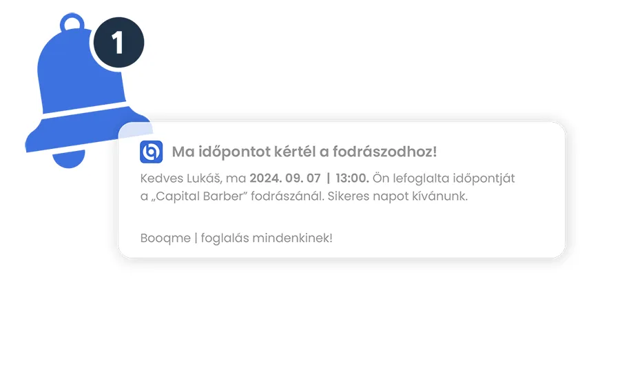 Foglalás emlékeztető értesítés